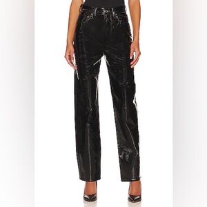 Pistola Shiny Black Wide Leg Pants